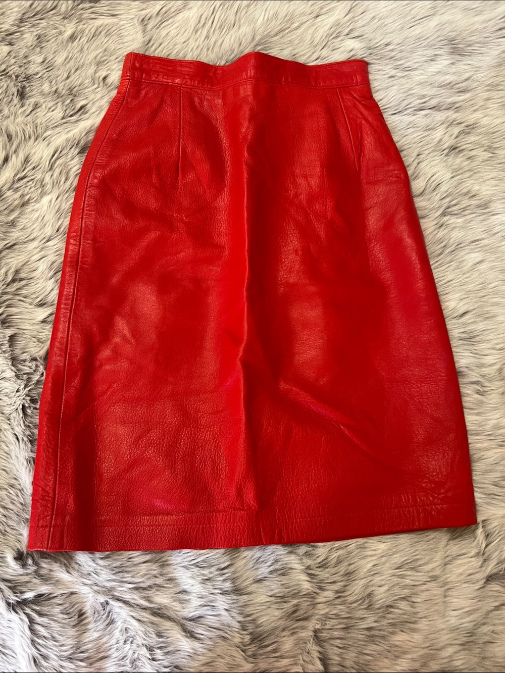 Red Leather Pencil Skirt